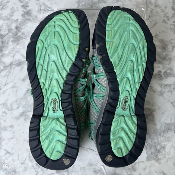 Chaco Womens Trail Shoes 10.5 Gray Teal Mesh Hiking Sneakers Adventure Outdoor‎ - Picture 14 of 16